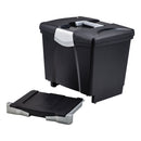 Storex Portable File Box with Drawer, Letter Files, 14" x 11.25" x 14.5", Black