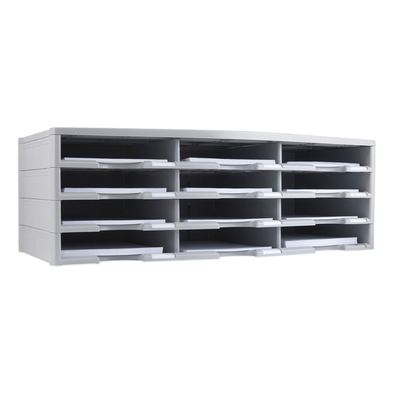 Storex Literature Organizer, 12 Compartments, 10.63 x 13.3 x 31.4, Gray