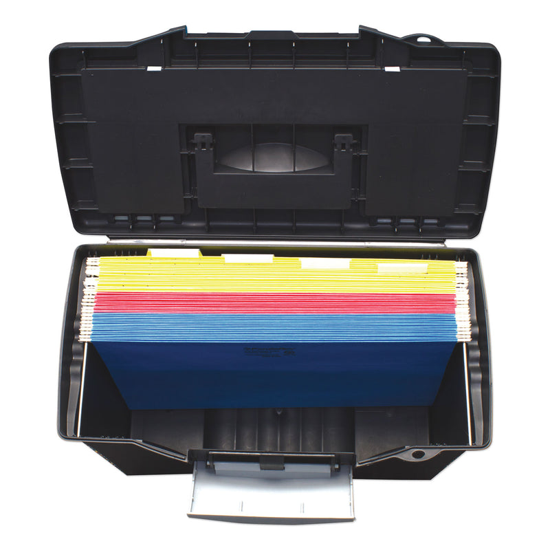 Storex Portable Letter/Legal Filebox with Organizer Lid, Letter/Legal Files, 14.5" x 10.5" x 12", Black