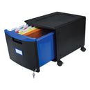 Storex Single-Drawer Mobile Filing Cabinet, 1 Legal/Letter-Size File Drawer, Black/Blue, 14.75" x 18.25" x 12.75"