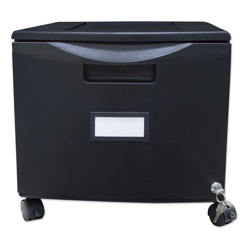 Storex Single-Drawer Mobile Filing Cabinet, 1 Legal/Letter-Size File Drawer, Black, 14.75" x 18.25" x 12.75"