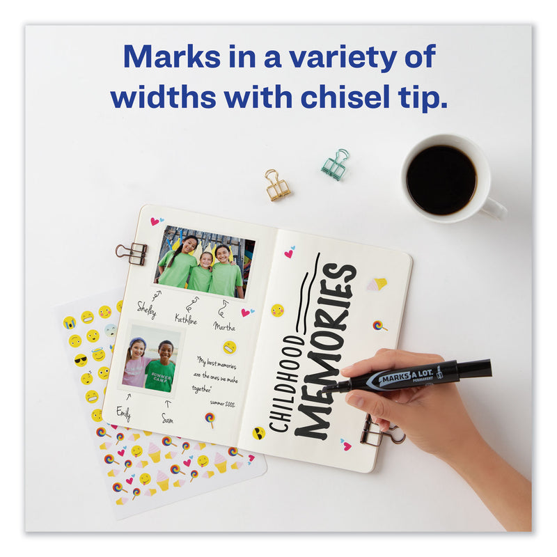 Avery MARKS A LOT Regular Desk-Style Permanent Marker, Broad Chisel Tip, Black, Dozen (7888)