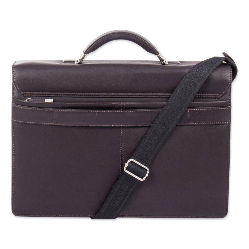 Swiss Mobility Milestone Briefcase, Fits Devices Up to 15.6", Leather, 5 x 5 x 12, Brown