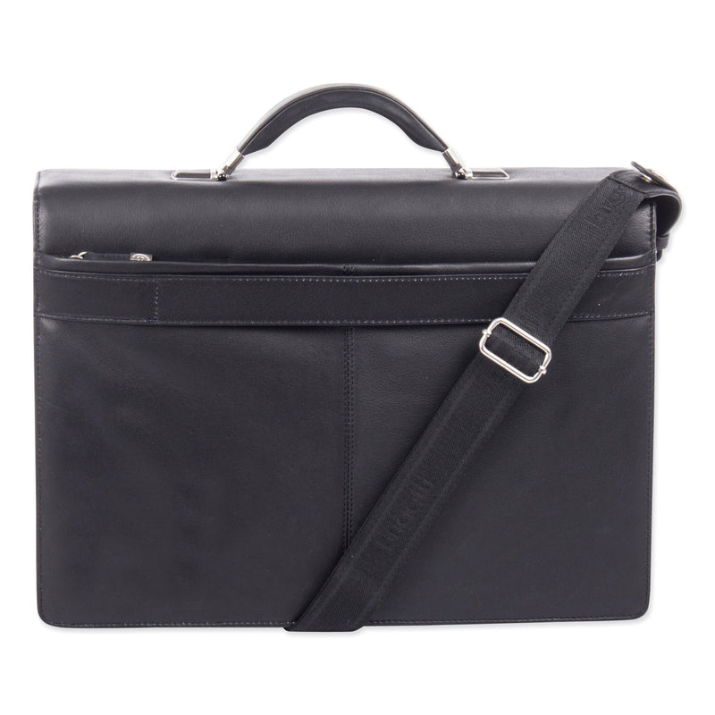 Swiss Mobility Milestone Briefcase, Fits Devices Up to 15.6", Leather, 5 x 5 x 12, Black