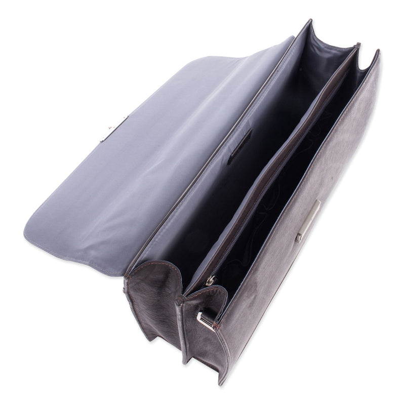 Swiss Mobility Milestone Briefcase, Fits Devices Up to 15.6", Leather, 5 x 5 x 12, Brown