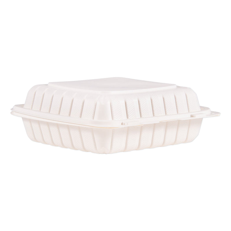 ProPlanet Hinged Lid Containers, Single Compartment, 9 x 8.8 x 3, White, Plastic, 150/Carton