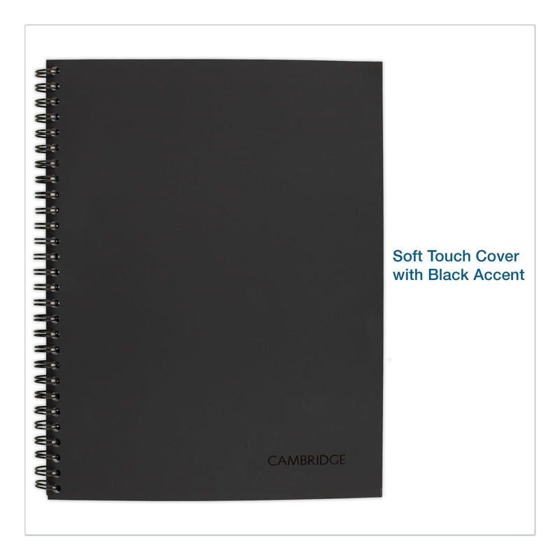Cambridge Wirebound Business Notebook, 1 Subject, Wide/Legal Rule, Black Cover, 11 x 8.5, 80 Sheets