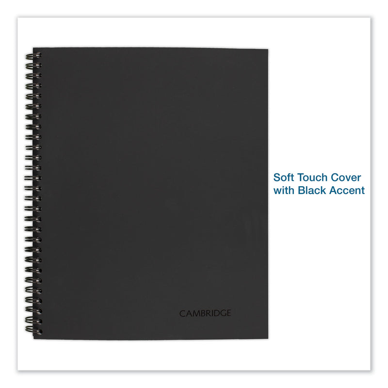 Cambridge Wirebound Business Notebook, 1 Subject, Wide/Legal Rule, Black Linen Cover, 9.5 x 6.63, 80 Sheets