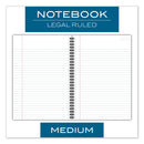 Cambridge Wirebound Business Notebook, 1 Subject, Wide/Legal Rule, Black Linen Cover, 9.5 x 6.63, 80 Sheets