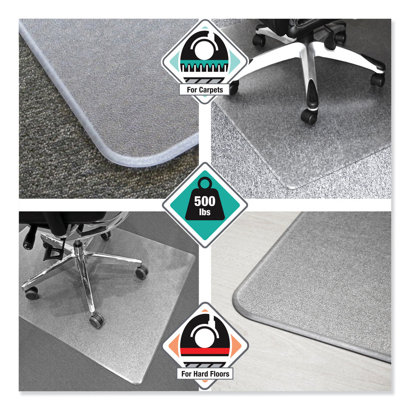Floortex Cleartex MegaMat Heavy-Duty Polycarbonate Mat for Hard Floor/All Carpet, 46 x 53, Clear
