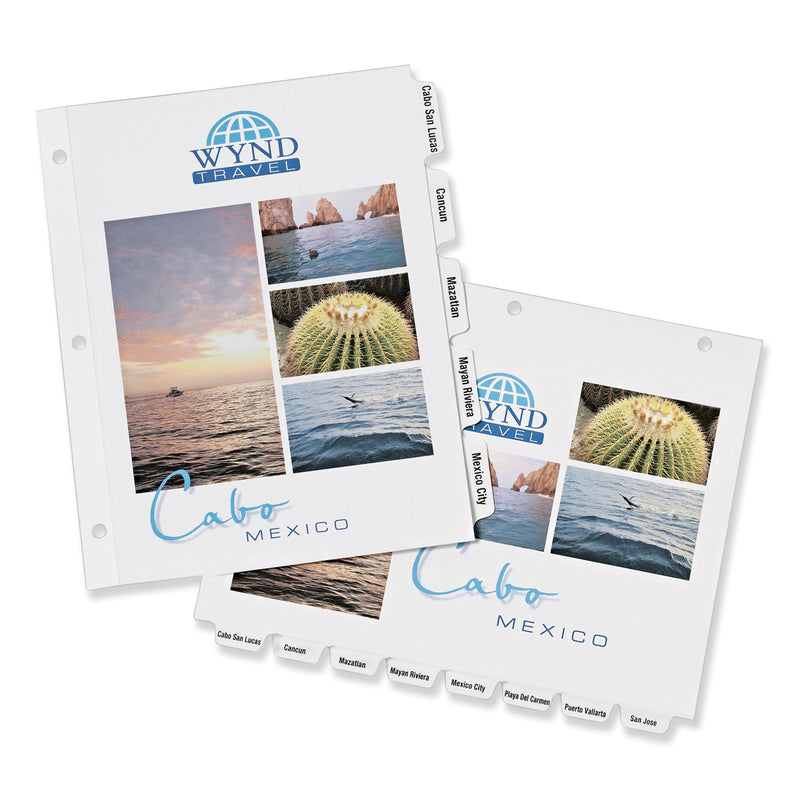 Avery Customizable Print-On Dividers, 3-Hole Punched, 8-Tab, 11 x 8.5, White, 5 Sets