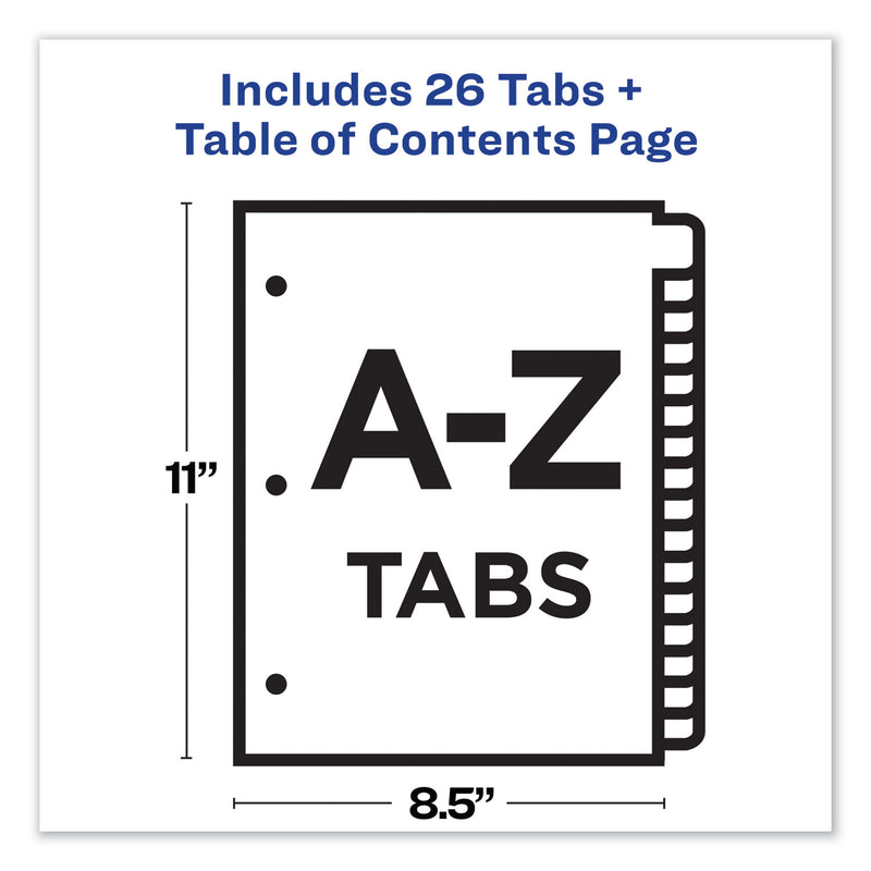 Avery Customizable TOC Ready Index Multicolor Tab Dividers, 26-Tab, A to Z, 11 x 8.5, White, Traditional Color Tabs, 1 Set