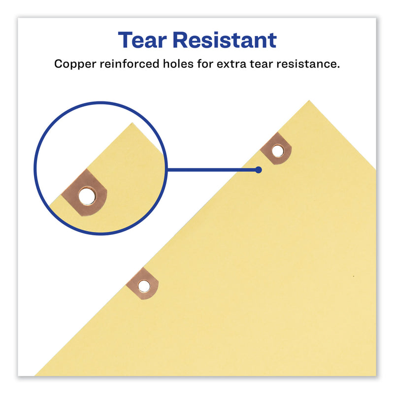 Avery Preprinted Black Leather Tab Dividers w/Copper Reinforced Holes, 12-Tab, Jan. to Dec., 11 x 8.5, Buff, 1 Set