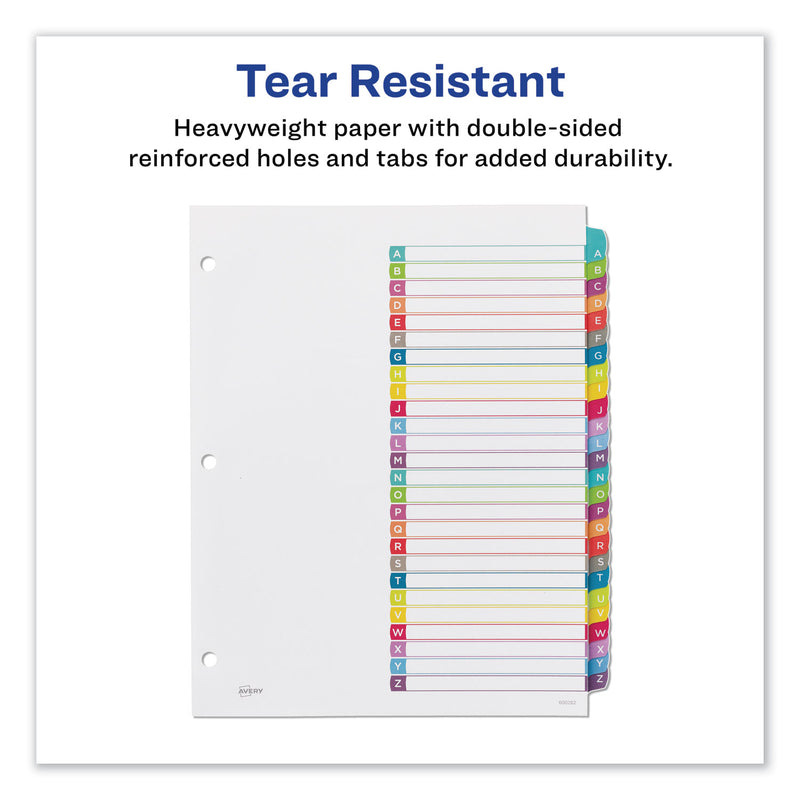 Avery Customizable TOC Ready Index Multicolor Tab Dividers, 26-Tab, A to Z, 11 x 8.5, White, Contemporary Color Tabs, 1 Set