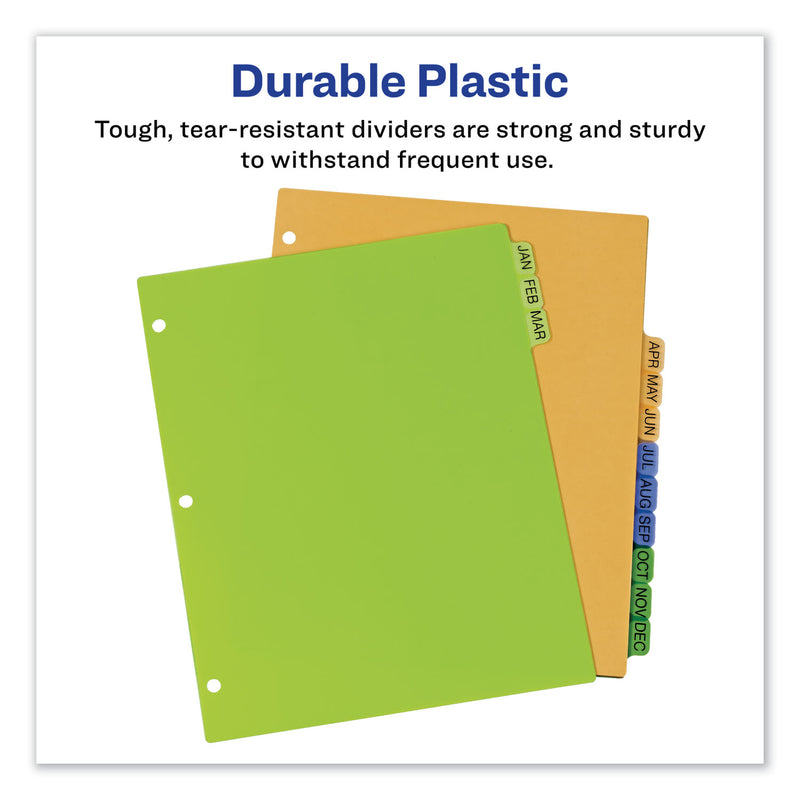 Avery Durable Preprinted Plastic Tab Dividers, 12-Tab, A to Z, 11 x 8.5, Assorted, 1 Set