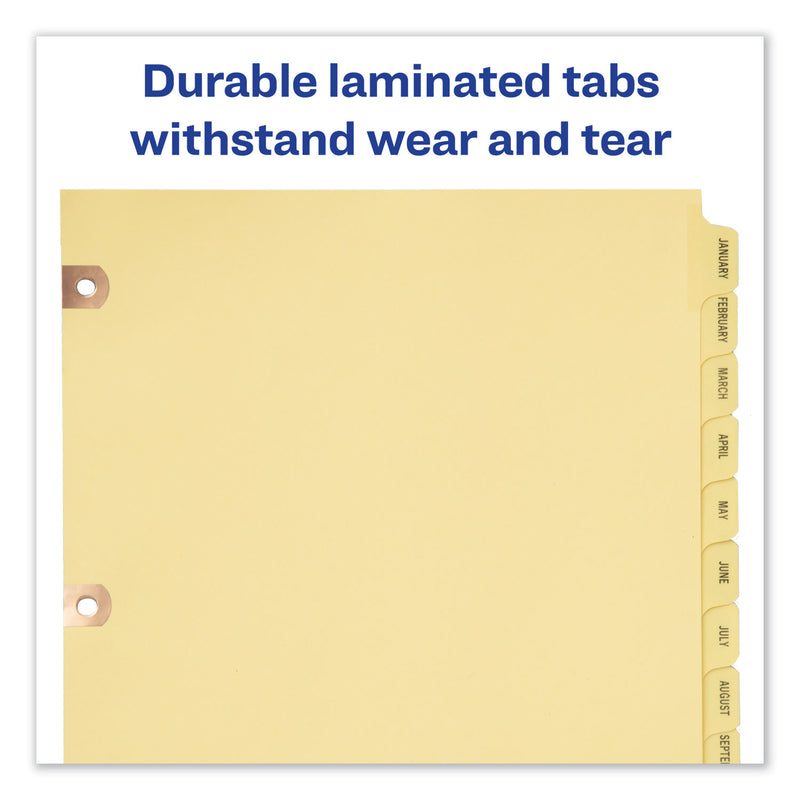 Avery Preprinted Laminated Tab Dividers with Copper Reinforced Holes, 25-Tab, A to Z, 11 x 8.5, Buff, 1 Set