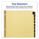 Avery Preprinted Black Leather Tab Dividers w/Gold Reinforced Edge, 12-Tab, Jan. to Dec., 11 x 8.5, Buff, 1 Set