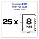 Avery Customizable Print-On Dividers, 3-Hole Punched, 8-Tab, 11 x 8.5, White, 25 Sets