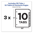 Avery Customizable Table of Contents Ready Index Dividers with Multicolor Tabs, 10-Tab, 1 to 10, 11 x 8.5, White, 3 Sets