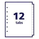 Avery Preprinted Tab Dividers, 12-Tab, A to Z, 8.5 x 5.5, White, 1 Set