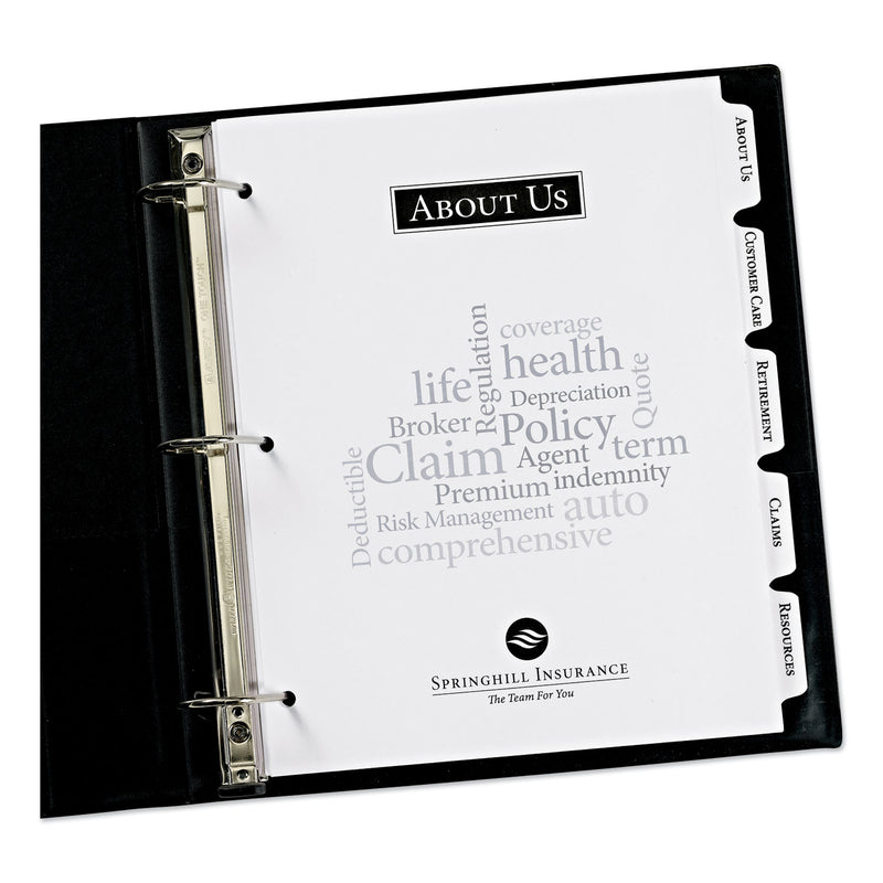 Avery Customizable Print-On Dividers, 3-Hole Punched, 5-Tab, 11 x 8.5, White, 5 Sets