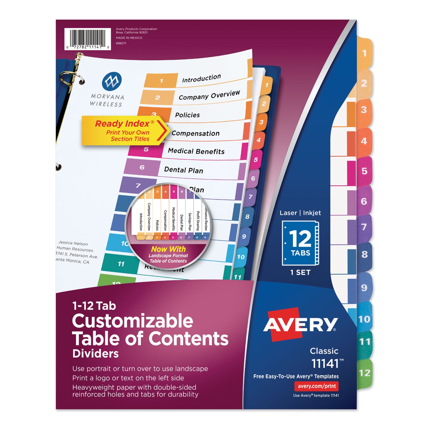 Customizable TOC Ready Index Multicolor Tab Dividers, 12-Tab, 1 to 12 ...