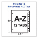 Avery Durable Preprinted Plastic Tab Dividers, 12-Tab, A to Z, 11 x 8.5, Assorted, 1 Set