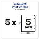 Avery Customizable Print-On Dividers, Unpunched, 5-Tab, 11 x 8.5, White, 5 Sets