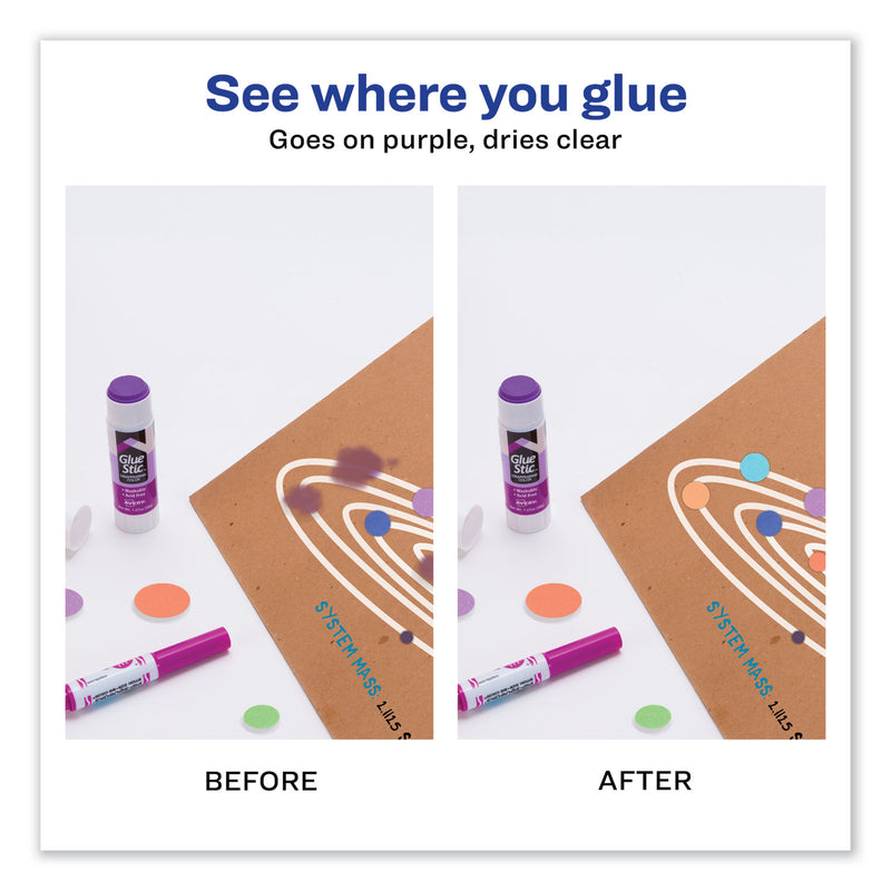 Avery Permanent Glue Stic, 1.27 oz, Applies Purple, Dries Clear