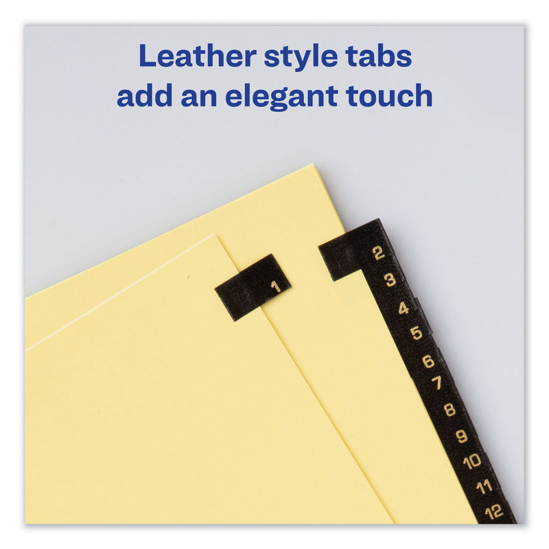 Avery Preprinted Black Leather Tab Dividers w/Gold Reinforced Edge, 31-Tab, 1 to 31, 11 x 8.5, Buff, 1 Set