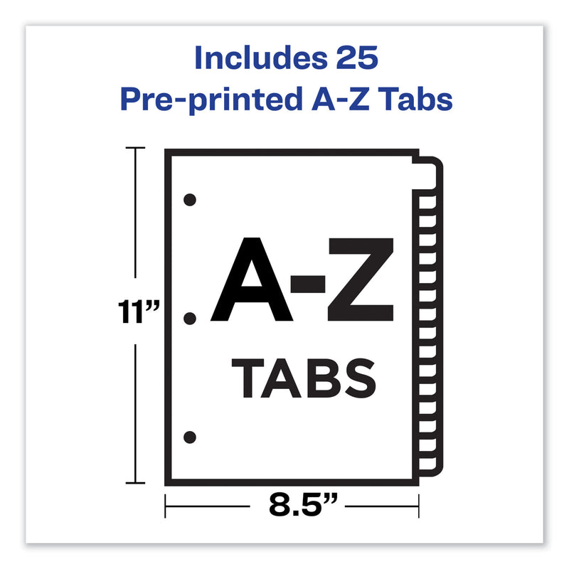 Avery Preprinted Black Leather Tab Dividers w/Gold Reinforced Edge, 25-Tab, A to Z, 11 x 8.5, Buff, 1 Set