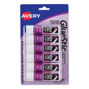 Avery Permanent Glue Stic Value Pack, 0.26 oz, Applies Purple, Dries Clear, 6/Pack