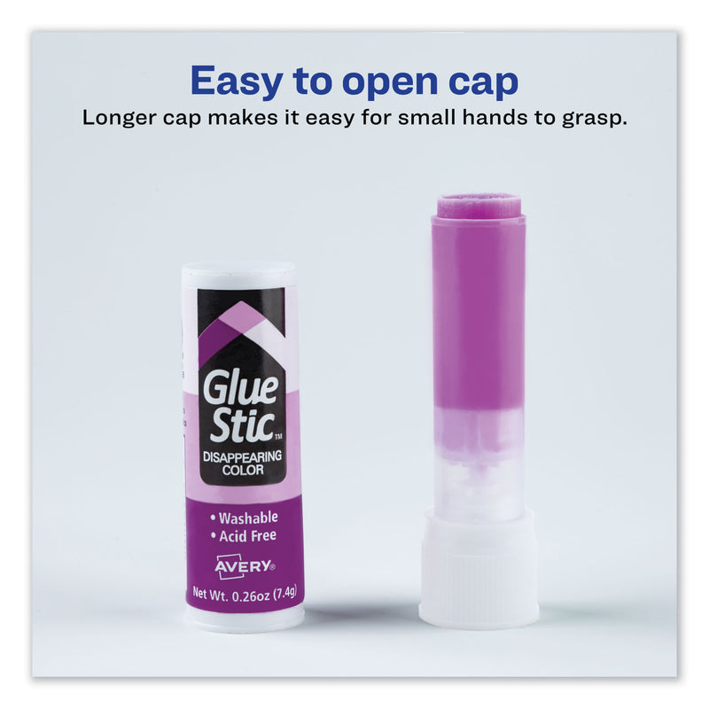 Avery Permanent Glue Stic Value Pack, 0.26 oz, Applies Purple, Dries Clear, 6/Pack