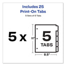 Avery Customizable Print-On Dividers, 3-Hole Punched, 5-Tab, 11 x 8.5, White, 5 Sets