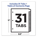 Avery Customizable Table of Contents Ready Index Dividers with Multicolor Tabs, 31-Tab, 1 to 31, 11 x 8.5, White, 1 Set