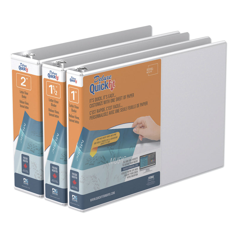 Stride QuickFit Landscape Spreadsheet Round Ring View Binder, 3 Rings, 1" Capacity, 11 x 8.5, White