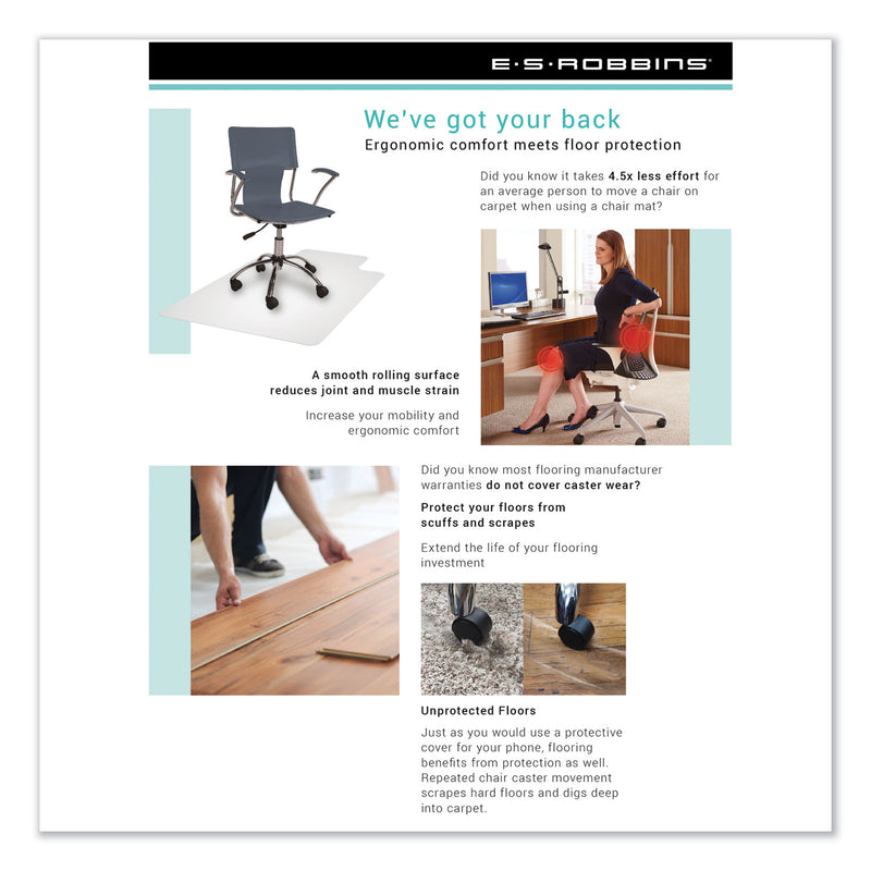 ES Robbins EverLife Chair Mats for Medium Pile Carpet, Rectangular, 46 x 60, Clear