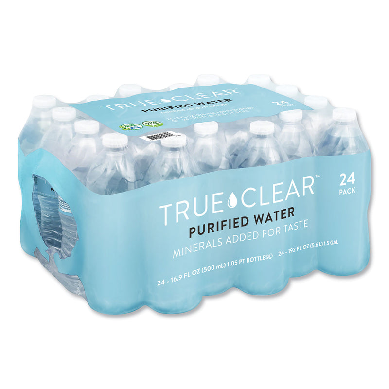 True Clear Purified Bottled Water, 16.9 oz Bottle, 24 Bottles/Carton