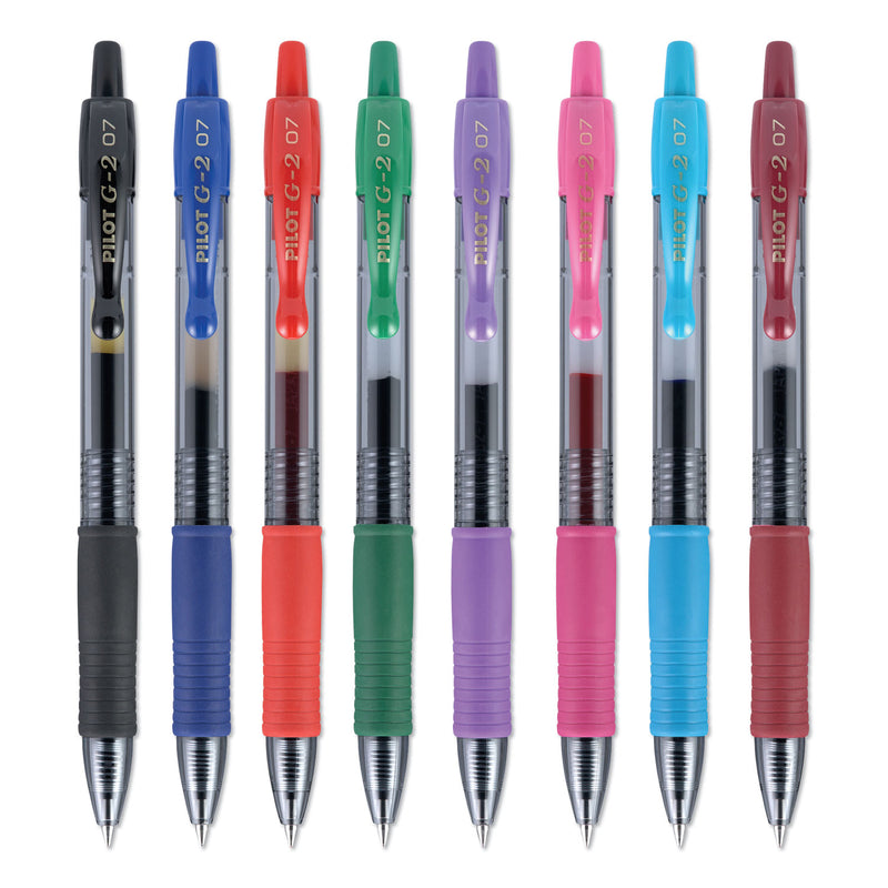 Pilot G2 Premium Gel Pen, Retractable, Fine 0.7 mm, Assorted Ink and Barrel Colors, 8/Pack