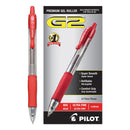 Pilot G2 Premium Gel Pen Convenience Pack, Retractable, Extra-Fine 0.38 mm, Red Ink, Clear/Red Barrel