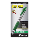 Pilot G2 Premium Gel Pen, Retractable, Extra-Fine 0.5 mm, Green Ink, Smoke Barrel, Dozen
