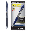 Pilot G2 Premium Gel Pen, Retractable, Fine 0.7 mm, Blue Ink, Smoke Barrel, Dozen