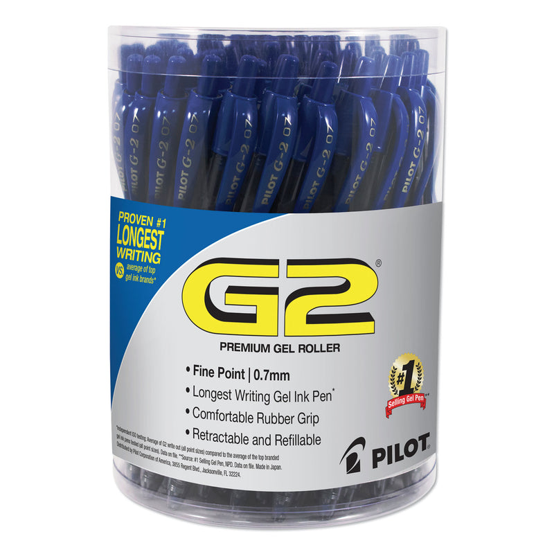 Pilot G2 Premium Gel Pen Convenience Pack, Retractable, Fine 0.7 mm, Blue Ink, Blue Barrel, 36/Pack