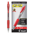 Pilot G2 Premium Gel Pen, Retractable, Extra-Fine 0.5 mm, Red Ink, Smoke Barrel, Dozen
