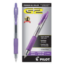 Pilot G2 Premium Gel Pen, Retractable, Extra-Fine 0.5 mm, Purple Ink, Smoke Barrel, Dozen
