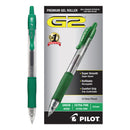 Pilot G2 Premium Gel Pen, Retractable, Extra-Fine 0.5 mm, Green Ink, Smoke Barrel, Dozen