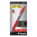 Pilot G2 Premium Gel Pen, Retractable, Bold 1 mm, Red Ink, Smoke Barrel, Dozen