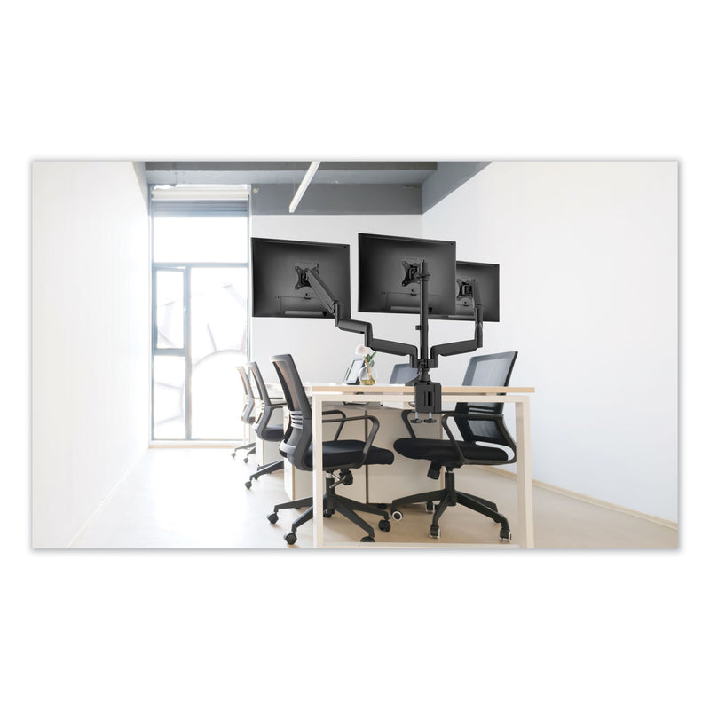 Alera AdaptivErgo Triple Arm with USB for 32" Monitors, 360 deg Rotation, +90/-90 deg Tilt, 90 deg Pan, Black, Supports 15.4 lb