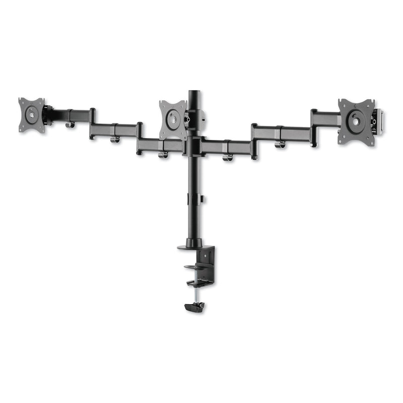 Alera AdaptivErgo Pole-Mount Triple Arm for 27" Monitors, 360 deg Rotation, +45/-45 deg Tilt, 45 deg Pan, Black, Supports 17.6 lb