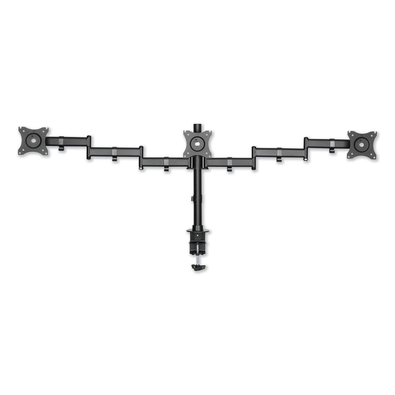 Alera AdaptivErgo Pole-Mount Triple Arm for 27" Monitors, 360 deg Rotation, +45/-45 deg Tilt, 45 deg Pan, Black, Supports 17.6 lb